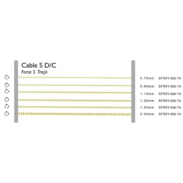  Cable S D/C 1,3 mm 45 cm 1,9 gr 14 K 585